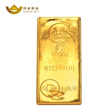 招金黄金 Au9999足金原料金1000g金条金砖保值投资金块顺丰空运