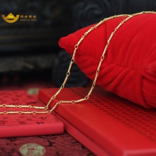 招金 温婉竹节足金黄金项链 Au999 6.80克重