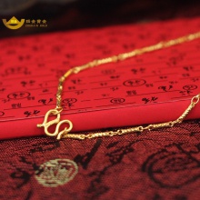 招金 温婉竹节足金黄金项链 Au999 6.80克重