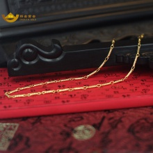 招金 温婉竹节足金黄金项链 Au999 6.80克重