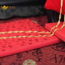 招金 优雅锁骨足金黄金项链 Au999 5.51克重