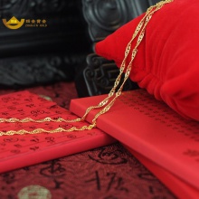 招金 优雅锁骨足金黄金项链 Au999 5.51克重