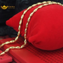 招金 橄榄转运珠足金黄金项链 Au999 19.08克重