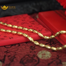 招金 橄榄转运珠足金黄金项链 Au999 19.08克重
