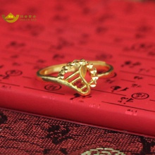 招金 纯金花朵足金黄金戒指 Au999 3.18克
