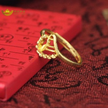 招金 纯金花朵足金黄金戒指 Au999 3.18克