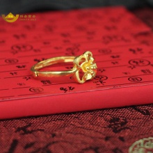   招金 华丽花朵足金黄金戒指 Au999 3.54克 