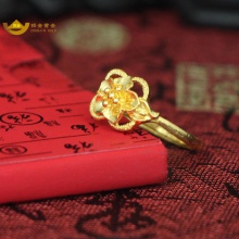   招金 华丽花朵足金黄金戒指 Au999 3.54克 