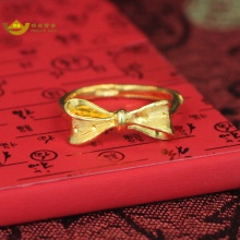 招金 简约蝴蝶足金黄金戒指 Au999 4.5克