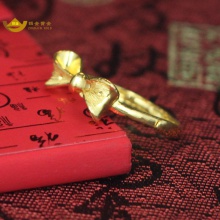 招金 简约蝴蝶足金黄金戒指 Au999 4.5克