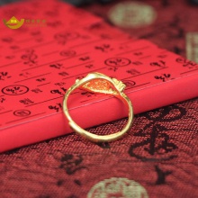    招金 简约花朵足金黄金戒指 Au999 3.10克 