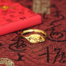    招金 简约花朵足金黄金戒指 Au999 3.10克 
