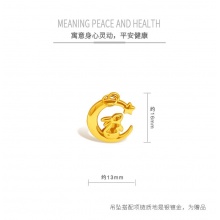 9999黄金望月兔吊坠约0.9-0.99克